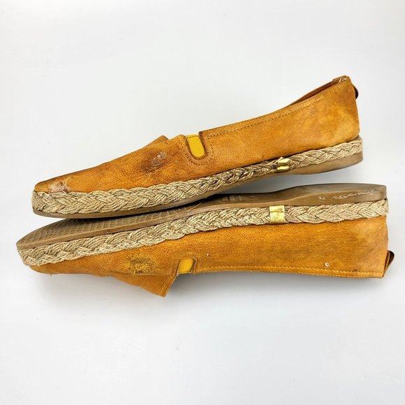 STUART WEITZMAN Orange Espadrille Slip-on Flats 8 Beige Suede Leather Sneakers - Picture 11 of 14